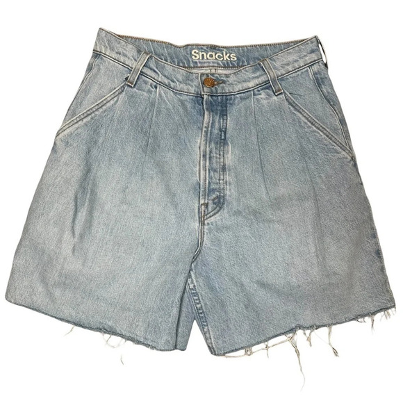 Mother Snacks Double Pleated Fun Dip Short Fray Denim Shorts. Sz: 25 - Picture 3 of 13